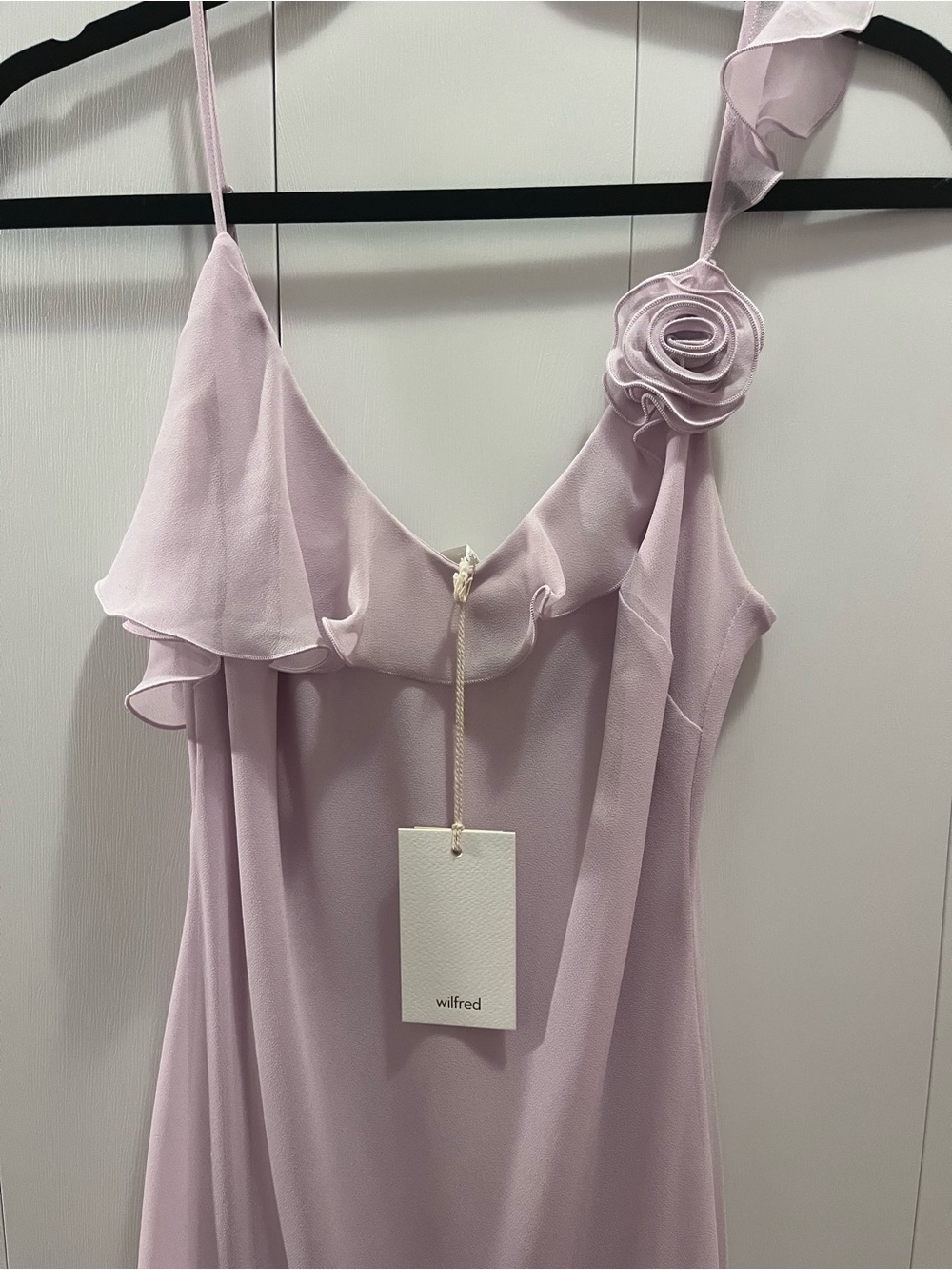 Aritzia Lilac Asymmetrical Slip Dress with Rosette Strap - Picture 2 of 5